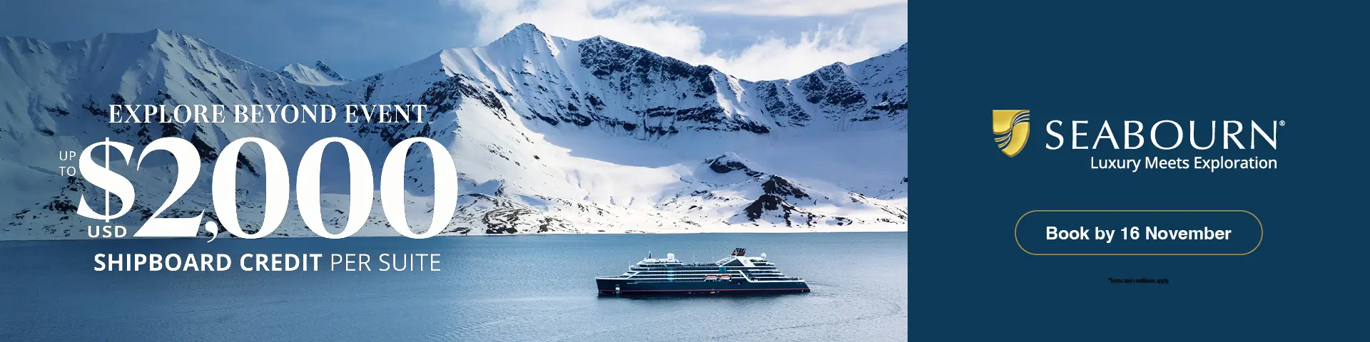 Seabourn Up to $2,000 Shipboard Credit per Suite T&C's